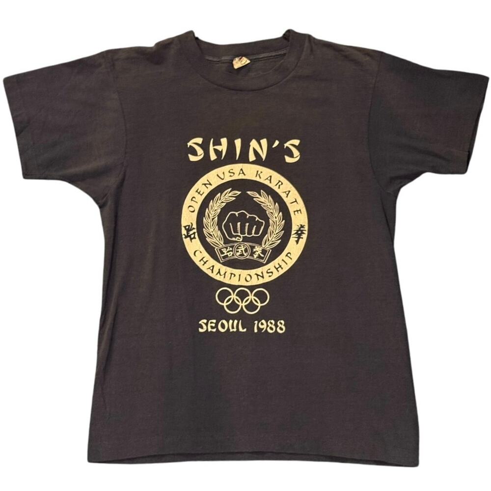 Vintage 80s Shin’s Karate 1988 Seoul Olympics Single Stitch Shirt Adult Medium